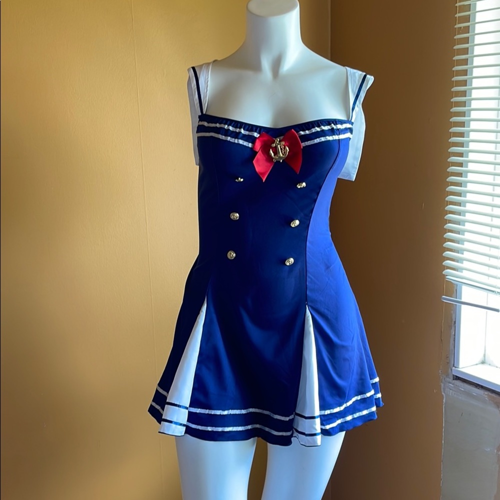 Leg Avenue Navy Blue Mini Dress with Red Bow